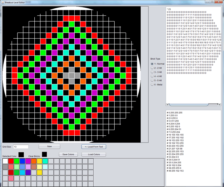 Breakout level editor screenshot